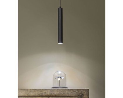 Frezoli Lighting hanglamp Tubino 1 buis Zwart/bruine finish L.222.1.150