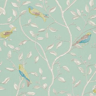 Sanderson Finches Duck Egg DOPWFI103