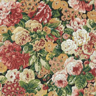 Sanderson Rose &amp; Peony Amanpuri Red Devon Green 217028