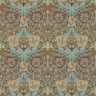 Morris &amp; Co Honeysuckle &amp; Tulip Taupe Aqua 214702