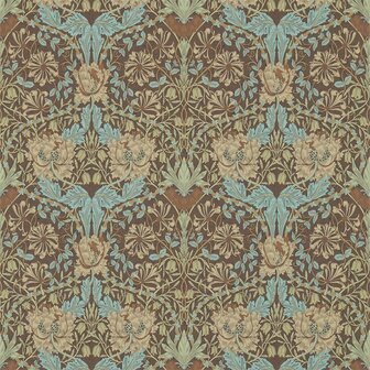 Morris &amp; Co Honeysuckle &amp; Tulip Taupe Aqua 214702