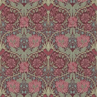 Morris &amp; Co Honeysuckle &amp; Tulip Burgundy Sage 214703
