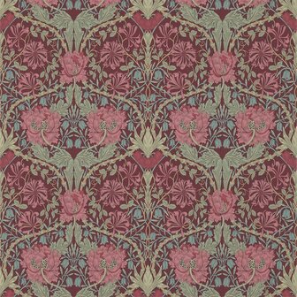 Morris &amp; Co Honeysuckle &amp; Tulip Burgundy Sage 214703