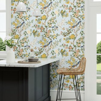 Sanderson Watergarden Chinoiserie Hall Dawn Blue /Persimmon 217112