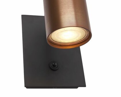 Frezoli Lighting Tubino Mat zwart met koperen kap en aan/uit knop