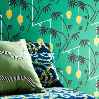 Harlequin&nbsp;Behangcollectie: Colour 3 Wallpapers,&nbsp;dessin: Kimiko&nbsp;112938 Bottle Green Chartreuse