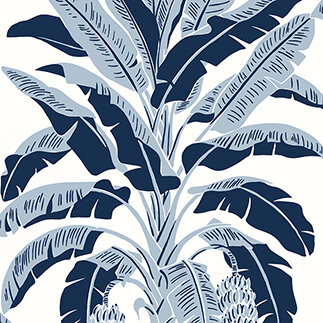 Thibaut Palm Grove Banana Tree Navy T13915 