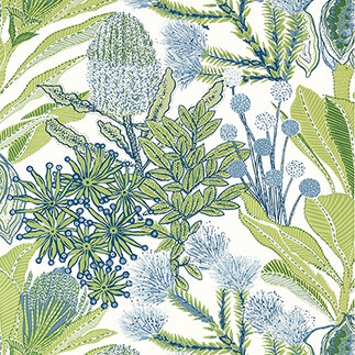 Thibaut Palm Grove Protea Green &amp; Blue T13923