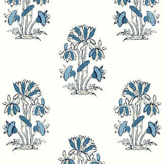 Thibaut Mesa Lily Flower Blue &amp; White T13204