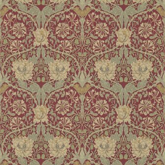 Morris &amp; Co Morris and Friends Wallpapers Honeysuckle &amp; Tulip Red Gold 214700