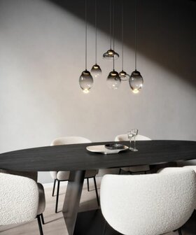 Frezoli Lighting hanglamp Vetroso 6 smoke glass Mat zwart 2
