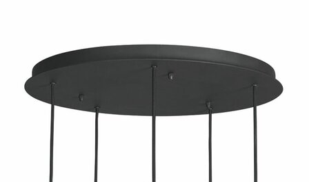 Frezoli Lighting hanglamp Tubino 5 buizen rond Mat zwart met kap zwart/bruine finish7
