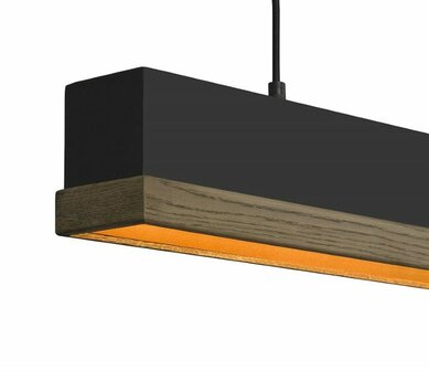 Frezoli Lighting hanglamp Simfano met licht eiken rand Mat zwart 2