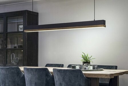Frezoli Lighting hanglamp Simfano met donker eiken rand Mat zwart 2