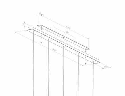 Frezoli Lighting hanglamp Tubino 5 buizen Mat zwart met koperen kap 4