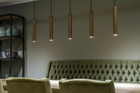 Frezoli Lighting hanglamp Tubino 5 buizen Mat zwart met koperen kap 6
