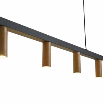 Frezoli Lighting hanglamp Tino 5 Mat zwart met koperen kap 3
