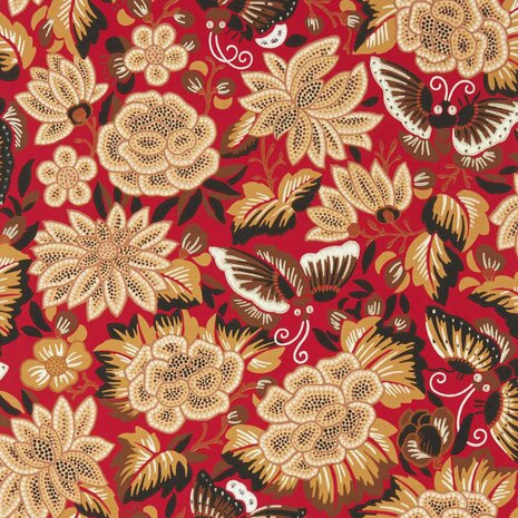 Sanderson Watergarden Amara Butterfly Cinnabar Ink Black 217116