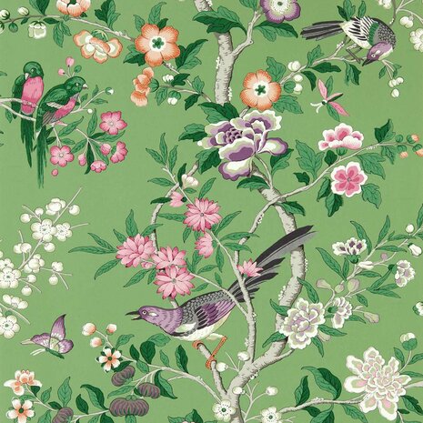 Sanderson Watergarden Chinoiserie Hall Chinese Green / Lotus Pink 2171110