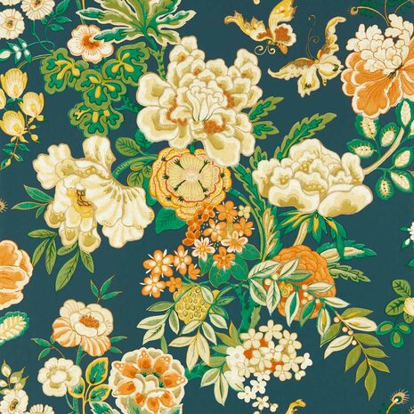 Sanderson Watergarden Emperor Peony Midnight Apricot 217120