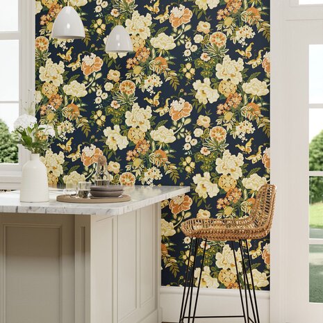 Sanderson Watergarden Emperor Peony Midnight Apricot 217120