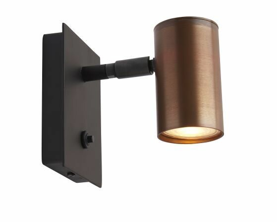 Frezoli Lighting Tubino Mat zwart met koperen kap en aan/uit knop