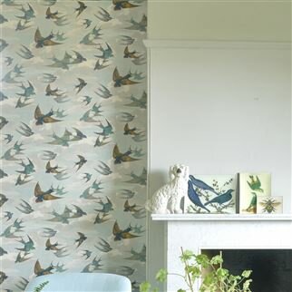 Designers Guild Chimney Swallows Sky Blue via di Alma