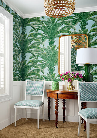 Thibaut Palm Grove Queen Palm Green  T13907