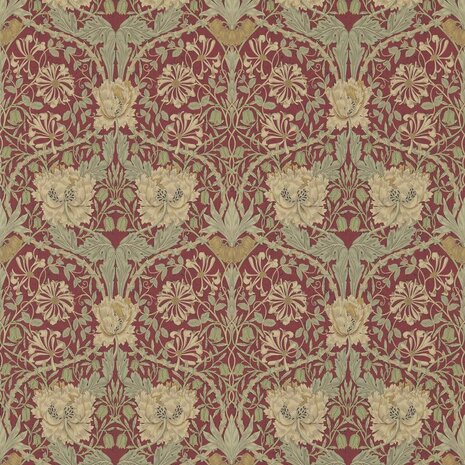 Morris & Co Morris and Friends Wallpapers Honeysuckle & Tulip Red Gold 214700
