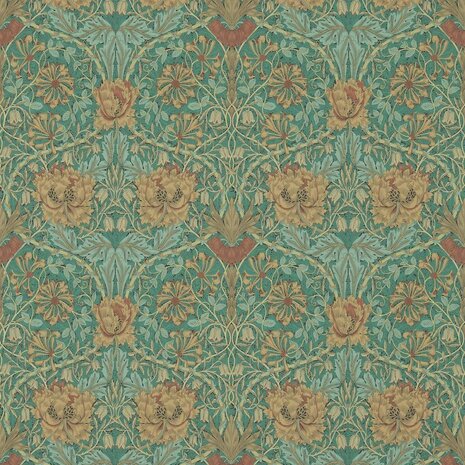 Morris & Co Morris and Friends Wallpapers Honeysuckle & Tulip Emerald Russet 214704
