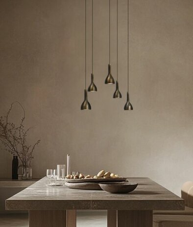 Frezoli Lighting hanglamp Tulipi 5 Donker messing 2
