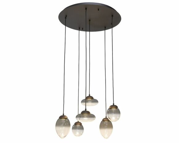 Frezoli Lighting hanglamp Vetroso 6 smoke glass Mat zwart