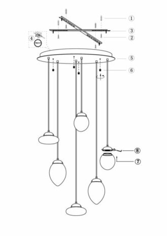 Frezoli Lighting hanglamp Vetroso 6 smoke glass Mat zwart 4