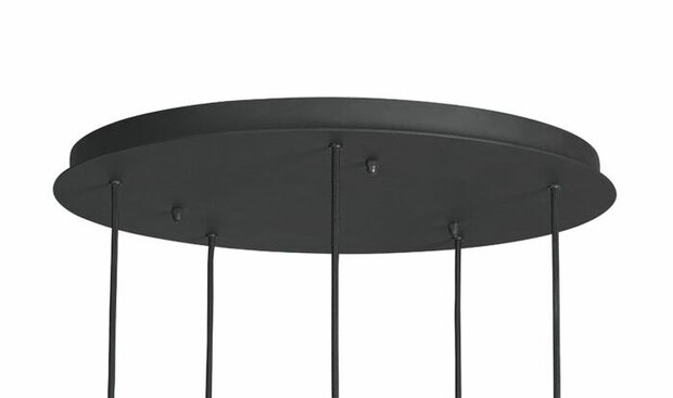Frezoli Lighting hanglamp Tubino 5 buizen rond Mat zwart met kap zwart/bruine finish7