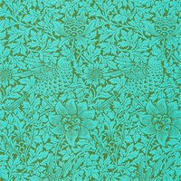 Morris & Co Bird & Anemone Olive Turqoise 216958