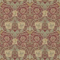 Morris & Co Morris and Friends Wallpapers Honeysuckle & Tulip Red Gold 214700