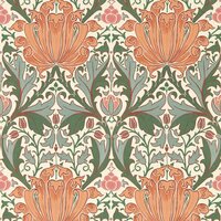 Morris & Co Morris and Friends Wallpapers Helena Peach Teal 217361