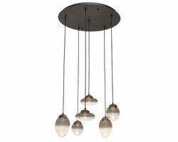 Frezoli Lighting hanglamp Vetroso 6 smoke glass Mat zwart