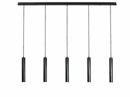 Frezoli Lighting hanglamp Tubino 5 buizen Mat zwart met kap zwart/bruine finish