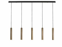Frezoli Lighting hanglamp Tubino 5 buizen Mat zwart met koperen kap